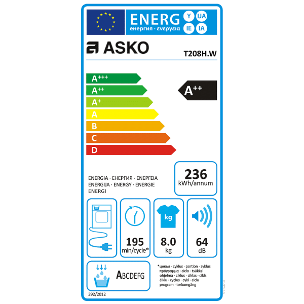 ASKO T208HW Asciugatrice 8kg A++