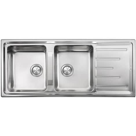 CM BRANDO Lavello 2 vasche con gocciolatoio Acciaio inox 116x50