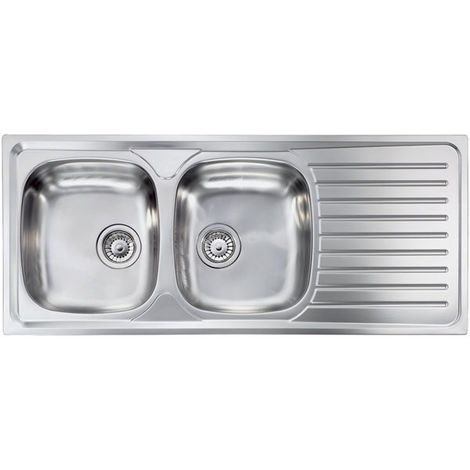 CM SIROS Lavello 2 vasche con gocciolatoio Acciaio inox satinato 116x50