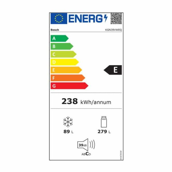 BOSCH KGN39VWEQ Frigorifero Combinato E 366 Litri No Frost Bianco