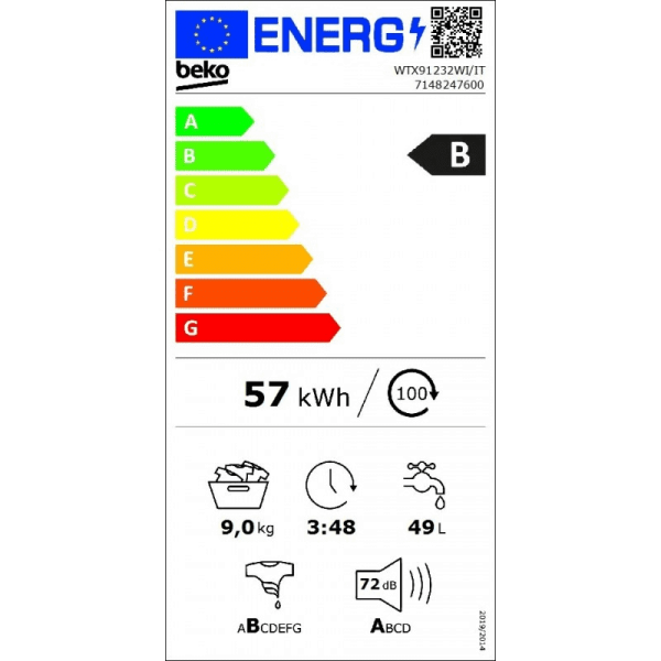 Lavatrice Beko 9kg B 1200giri WTX91232WI